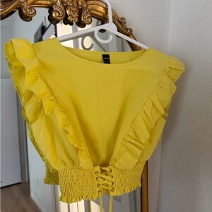 SHEIN Yellow Ruffled Blouse